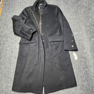 Talbots Black Wool Long Length Peacoat Coat Jacket Dressy Italian Fabric 4 NWT